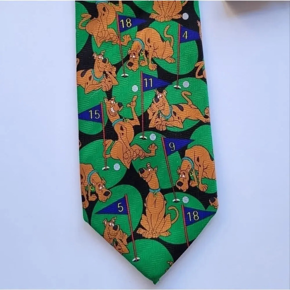 𝅺Cartoon Network Green Scooby-Doo Vintage‎ 90s Golf Men's Tie Novelty Quirky - Picture 2 of 5